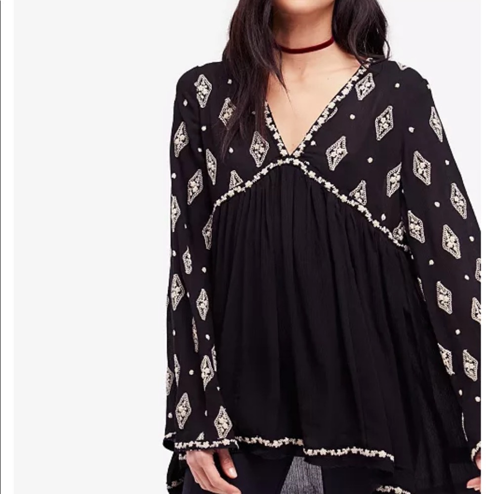 Free People Diamond Embroidered Top